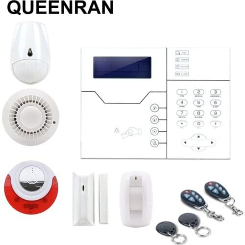 Smart Wireless TCP IP GSM alarm system Kit APP Control 433MHz Door Curtain PIR Sensor Detector Indoor Siren English French Voice