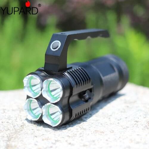 Yupard high bright portable light lantern 4*XM-L T6 LED flashlight spotlight 18650 rechargeable battery torch searchlight