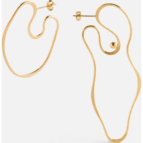 Personalilty Abstract Body Art Stud Earrings For Women 2021 Original Asymmetric Boobs Outline Earrings Jewelry Unique Earings