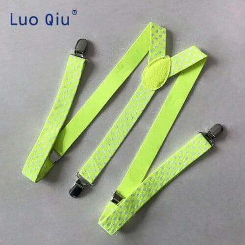 2.5cm Wide Fashion Polka Dot Pattern Polyester Suspenders Womens Mens Unisex Clip-on Braces Y-back Elastic Suspender