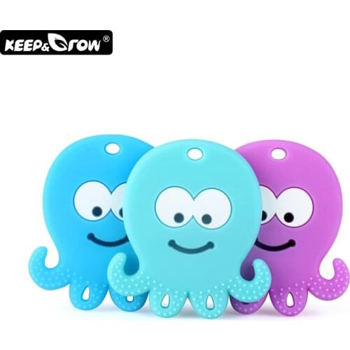Keep&Grow 1pc Food Grade Silicone Octopus Teether BPA Free Cartoon Baby Teethers Teething Toy Silicone Beads DIY Necklace
