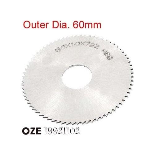 1pc Silver Tone HSS 72T External Dia.60mm x 16mm x0.3/0.4/0.5/0.6/0.7/0.8/0.9/1/1.2/1.5/2/2.5/3/3.5/4/4.5/5mm Slitting Saw Blade