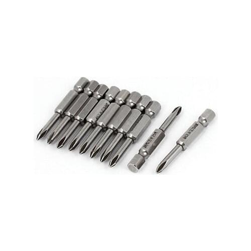10pcs 1/4" Hex Shank PH1 4mm Tip Magnetic S2 Steel Phillips Screwdriver Bits