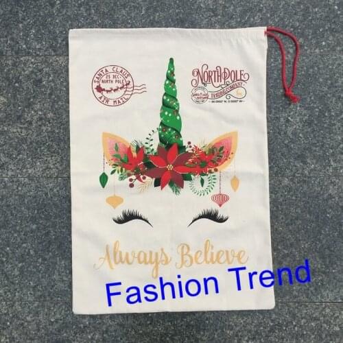 100pcs/lot new arrival good quality personalize santa sack unicorn santa sack Christmas candy cute gift bags