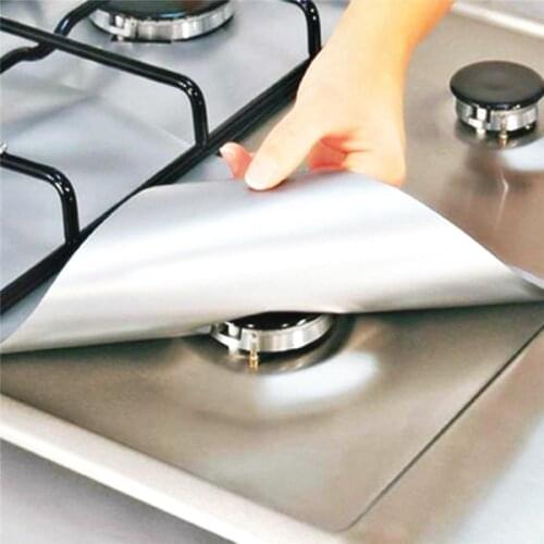 27*27cm 4PCS Reusable Glass fibre Gas Stove Burner Cover Protector Liner Clean Mat Pad File Injuries Protection