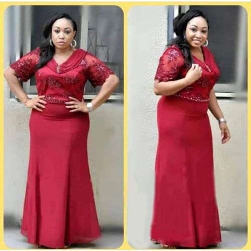 African clothes for women lace embroidered beaded dress fishtail dress new fashion african dresses