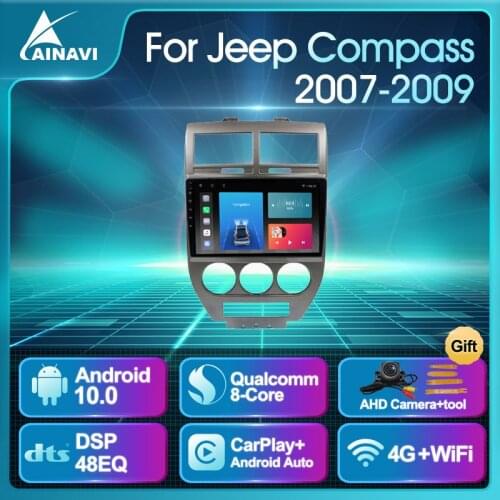 Car Radio Android 10.0 QLED Screen For Jeep Compass 2007-2009 Auto Stereo Multimedia Player Navigation GPS Carplay Navi NO 2din