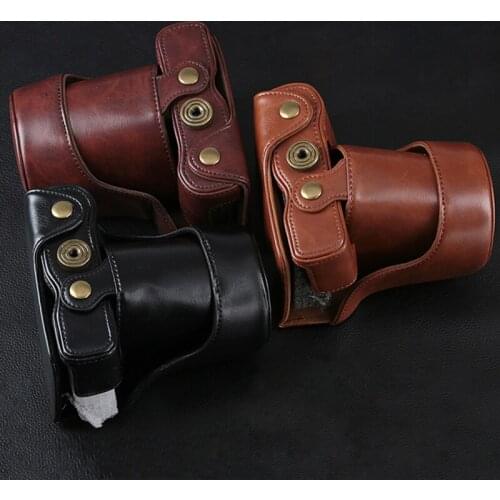 PU Digital Camera Bag Leather Case Cover For Canon EOS M3 M10 M6 M2 M 15-45/18-55mm Lens With Shoulder Strap Retro Leather Case