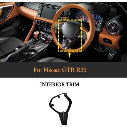 For Nissan R35 GTR 2017 - 2019 Carbon Fiber Car Steering Wheel Cover Trim Dry Carbon Replacement Interior Trim