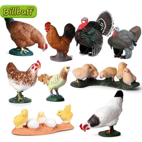DIY Simulation Farm Mini Chicken Action Figures Miniature Cognition Collection Model Learning Educational Toy for children Gift