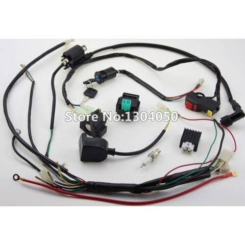 Full Kick Electric Start Engine Wiring Harness Loom Coil C7HSA SPARK PLUG 50 70 90 110 125cc Quad Pit Dirt Bike ATV Dune Buggy