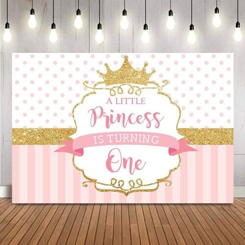 Little princess 1st birthday backdrop pink and gold glitter background for photo studio royal crown photoshoot background props