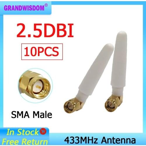 10pcs 433MHz Antenna 2.5dbi SMA Male Connector 433 mhz directional antena waterproof antenne for Lorawan watermeter Gasmeter