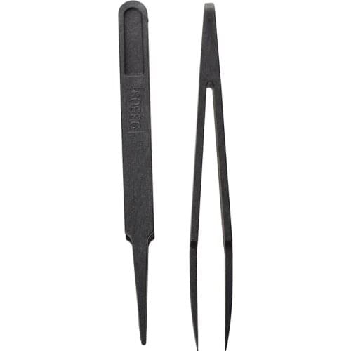 4.5" Length Black Plastic Anti-static Tweezers Repair Tool 2
