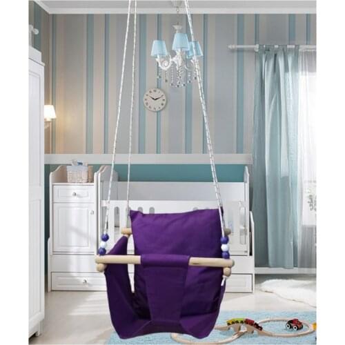 Wood Solid Color Purple Baby Children Garden Swing Hammock Ceiling Home Swing Hammock Seat Picnic 100% Cotton Casual Swing Summery