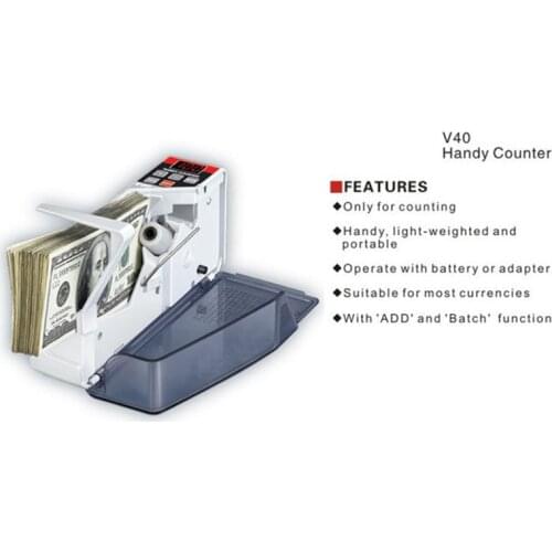 Mini Portable Handy Money Counter for most Currency Note Bill Cash Counting Machine EU V40 Financial Equipment