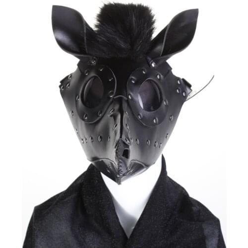Halloween Horse Mask Cosplay Punk Style Lens Mysterious PU Leather Easter Role Playing Adjustable 29*19*19CM Accessories Mask