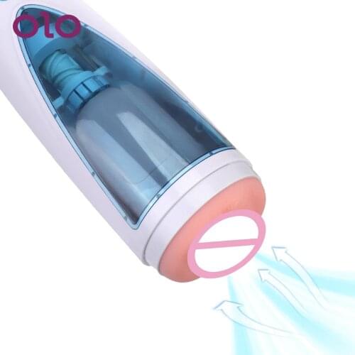 Automatic Rotation Masturbator Male Masturbation Cup With Color Lights Sexy Voice 10 Telescopic Modes Flesh Pussy