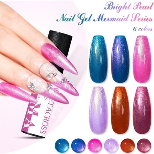 MEET ACROSS 5ml Gel Nail Polish 5ml Mermaid Color Nail Gel Varnish Manicure Shimmer Glitter Lacquer Base Top Coat
