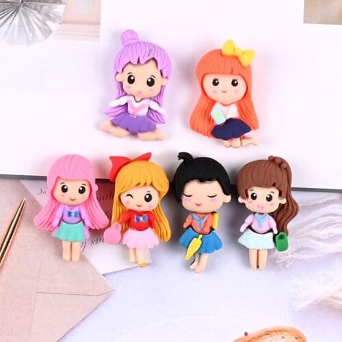 Cute Girl Resin Cabochons 10pcs 1*28mm Kawaii DIY Jewelry Findings Ornament Accessries Beads Charms Material Cameo Buttons