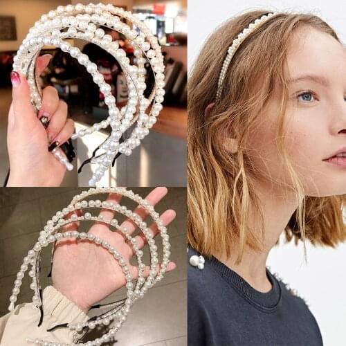 Fashion Girls Elegant Full Pearls Hairbands Headwear Cute Sweet Headbands Holder Hair Bundle Women Hair Hoops Hair Accessories