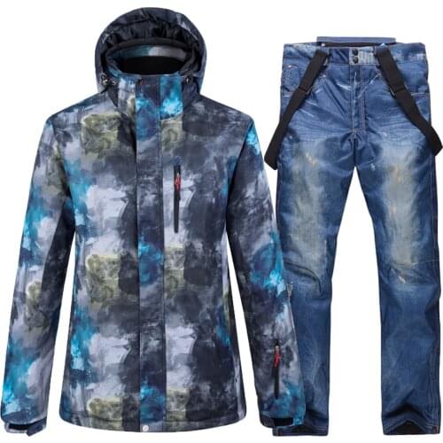 Men Ski Suit Snowboard Jacket Pant Windproof Waterproof Outdoor Sport Wear Super Warm Adult Skiing Clothing Trouser New Suit Set