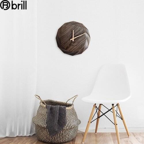Nordic Creative Modern Solid Wood Large Wall Clock Geometry Watch Silent 3d Wall Clocks Modern Design Wall Clock Vintage Decor