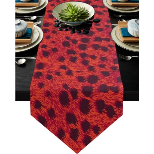 Red Leopard Pattern Table Runners Modern Home Kitchen Dining Tablecloths Wedding Party Table Decoration Table Runner