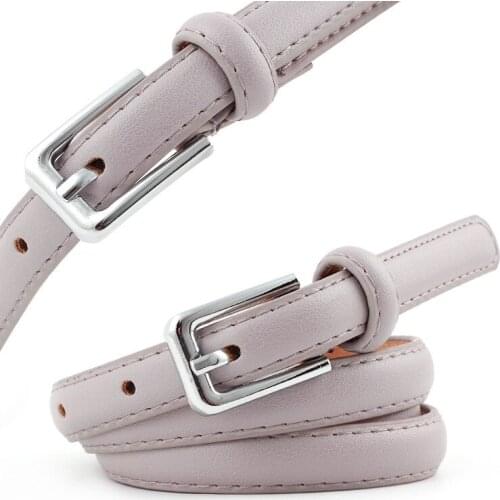 2019 New Cute Skinny Belt for Laides Grils Fashion Leather Waistband Silver Pin Buckle Belts for Women Pants Jeans Luxury Strap