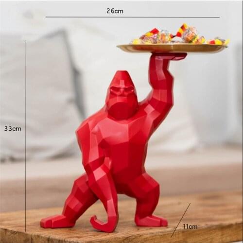 New Resin Modern Light Luxury Creative Home Furnishing Decoration King Kong Gorilla Decoration Storage Tray Animal Sculpture