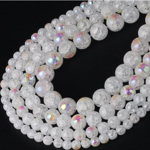 Wholesale AAA Plated Colorful White Snow Cracked Glass Crystal Stone Beads For Jewelry Making DIY Bracelet Necklace Natural