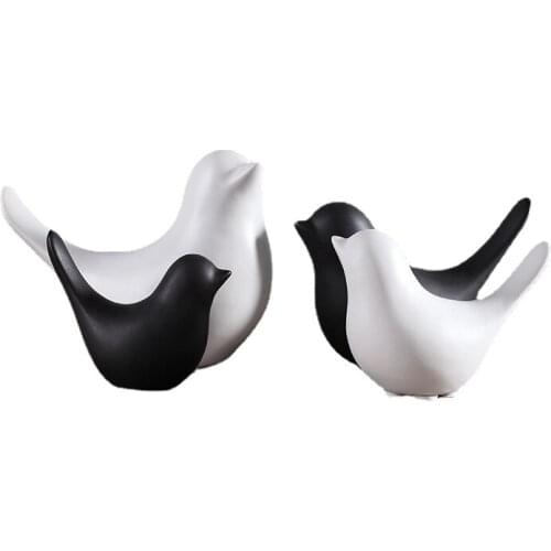 Decoration craft European style Contemporary and contracted desktop decoration minimalist black and white ceramic bird