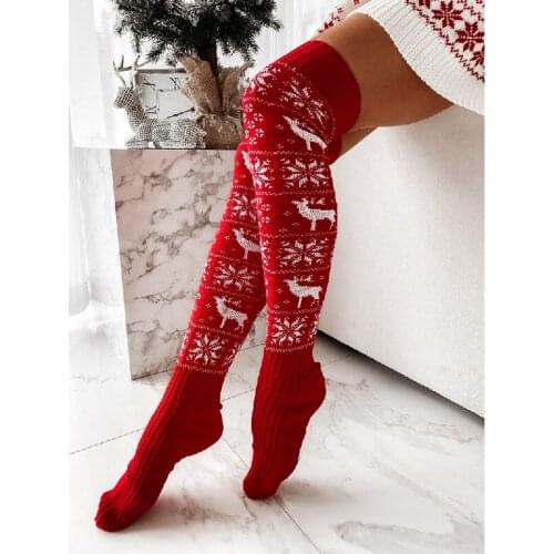 Christmas Stockings Womens Long Knitted Stockings for Girls Ladies Women Winter Knit Socks Thigh High Over The Knee Socks