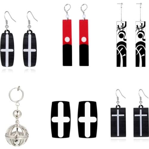 Tokyo Revengers Izana Kurokawa Earrings Acrylic Anime Cosplay Props Hanafuda Cross Drop Earrings for Women Fashion Jewelry