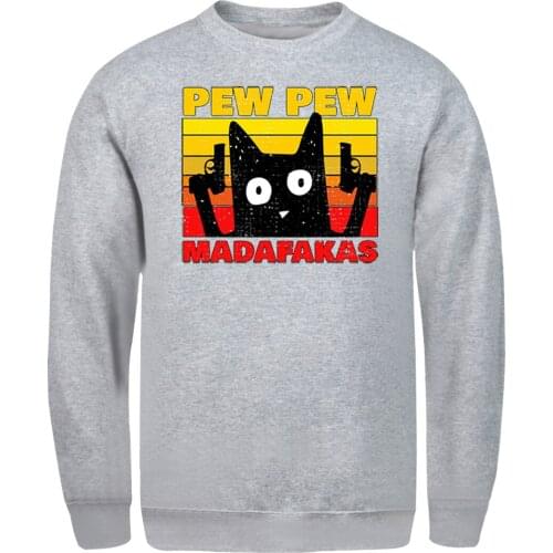 Pew Madafaka Cat Sweatshirt Mens Streetwear Male Hoodie Vintage Standard Hipster Mans Clothing Comfortable Sudaderas Masculino