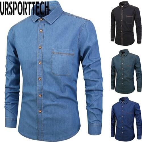 Мужские джинсовые рубашки URSPORTTECH China At AliExpress