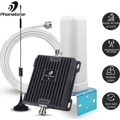 Cell Phone Signal Booster for Home and Office 1700MHz Band 66/4 Cell Phone Repeater Boost 4G LTE Voice and Data for T-Mobile