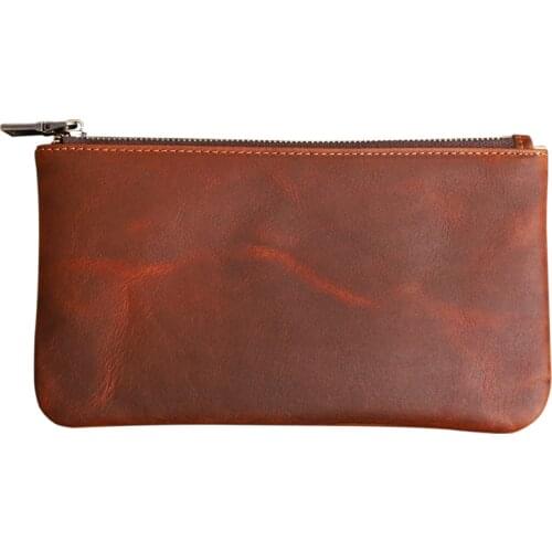 Vintage Men Clutch Bag Genuine Leather Long Wallet Phone Multi-card Holder Purse Small Money Bags For Business Travel School