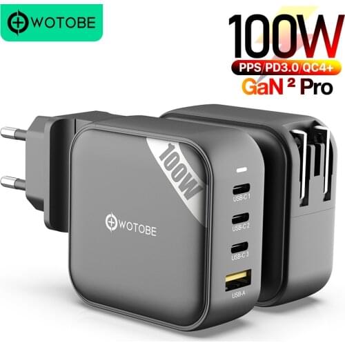 100W GaN Charger Quick Charge, 4-port Type C PD100W PPS 45W SCP QC4.0 for Laptop thinkpad HP MacBook iPad iPhone Samsung XIAOMI