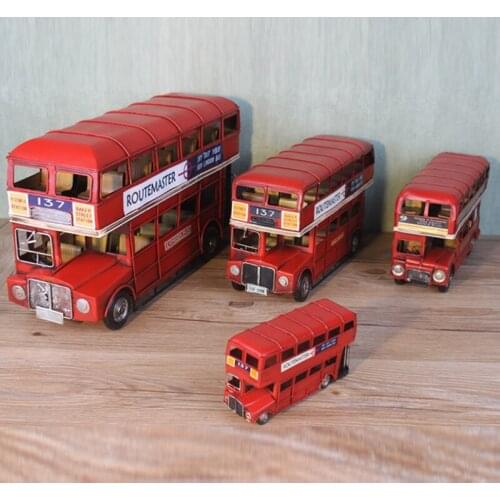 London Double Decker Bus Iron Model Red Retro Handmade Car Model Multiple Models Available Home Decoration Accessories Modern
