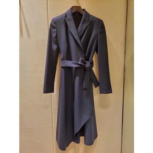 2021 Spring Runway 97% Wool Wrap On Elegant Office Lady Premium Quality Blazer Dress