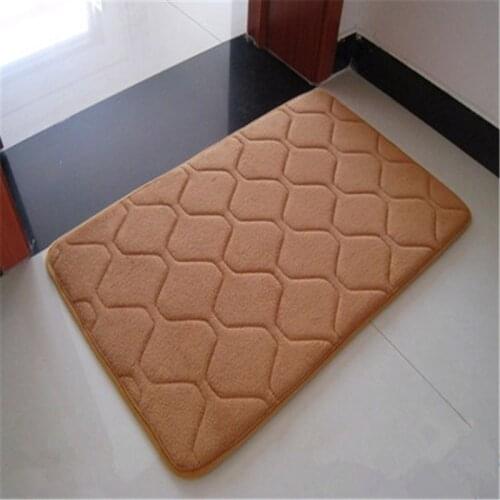 1Pcs Fashion Luxury Grid stripe Coral Velvet/Memory Foam Non-Slip Back Rug Soft Bathroom Carpet Memory Foam Bath Mat Pure Color