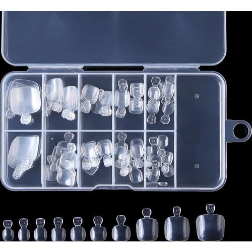 100Pcs Artificial Acrylic False Toe Nails Tips Natural/White/Clear Foot Fake Nails Manicure Art Decoration Toenails Beauty Tools