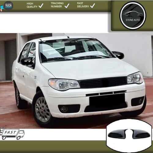 2 piece Mirror Cover Car Side Door Rearview Side Cap For FIAT ALBEA ABS Plastic Piano Black Accessory Part Seat