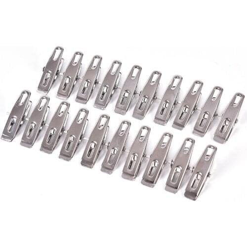 20Pcs x Stainless Steel Clothes Pegs Laundry Metal Clamps Metal Hanging Pins Clips