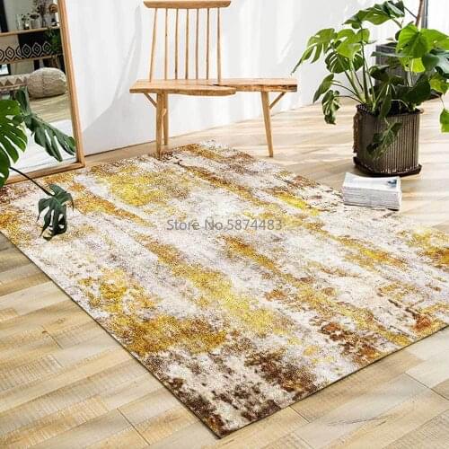 200*300cm Fashion Nordic Modern Minimalist Abstract Golden Living Room Bedroom Bedside Carpet Floor Mat Customization