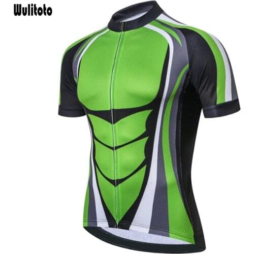 2021 WULITOTO Summer Green Short Sleeve MTB Quick Dry Cycling Jersey Bicycle Top Shirt for Men