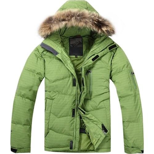 2020 High Quality Men Duck Down Jacket Winter Warm Down Coat Raccoon Fur Waterproof Down Jackets Hooded Mens Overcoat Outerwear