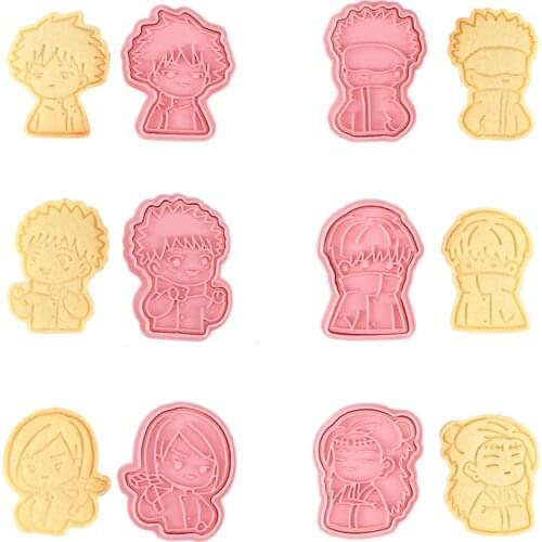 6pcs Anime Jujutsu Kaisen Cookie Cutters Set Baking 3D Press Stamp Embosser Biscuit Mold Cookie Stamp Cutter Cake DIY Mold