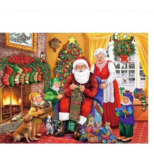 5D Diamond Painting Round Bead Santa Claus Embroidery Complete Rhinestone Mosaic Picture Design Christmas Decoration Gift